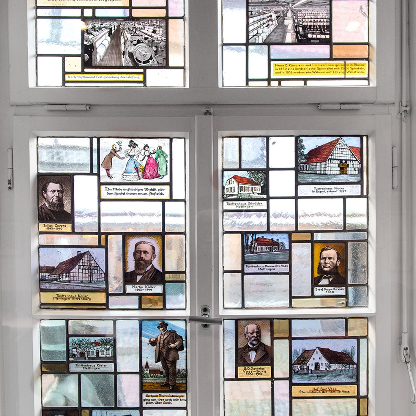 A Stained Glass Window In Mettingen Illuminating The Local History
