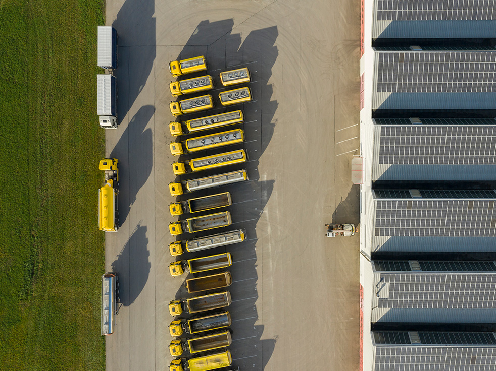 Aerial View Of Trucks
